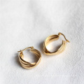 Nuevas joyas de acero inoxidable aretes de tres anillos joyas de oro modernas